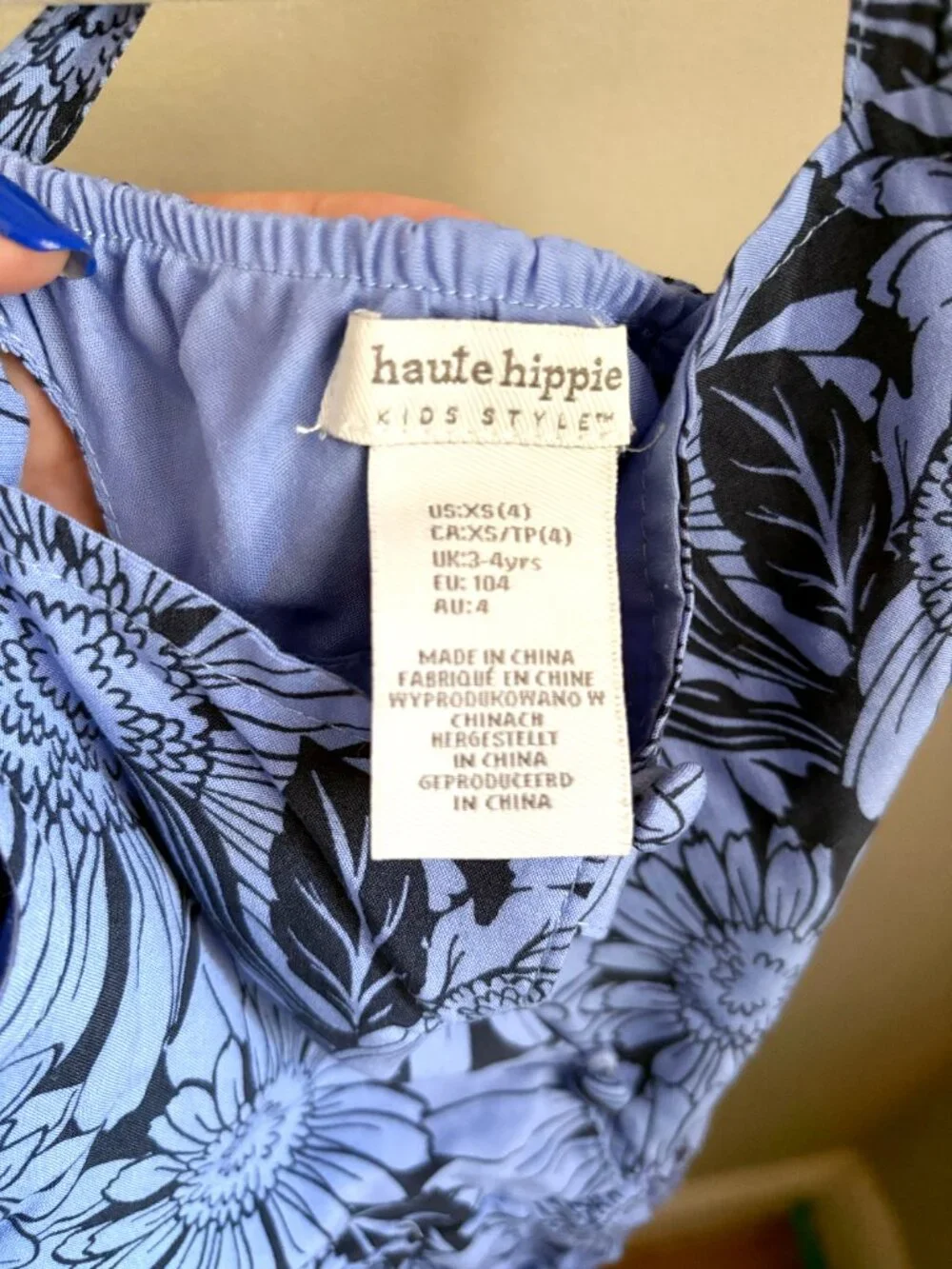 Haute Hippie Kids Light + Dark Blue Floral One Piece Romper